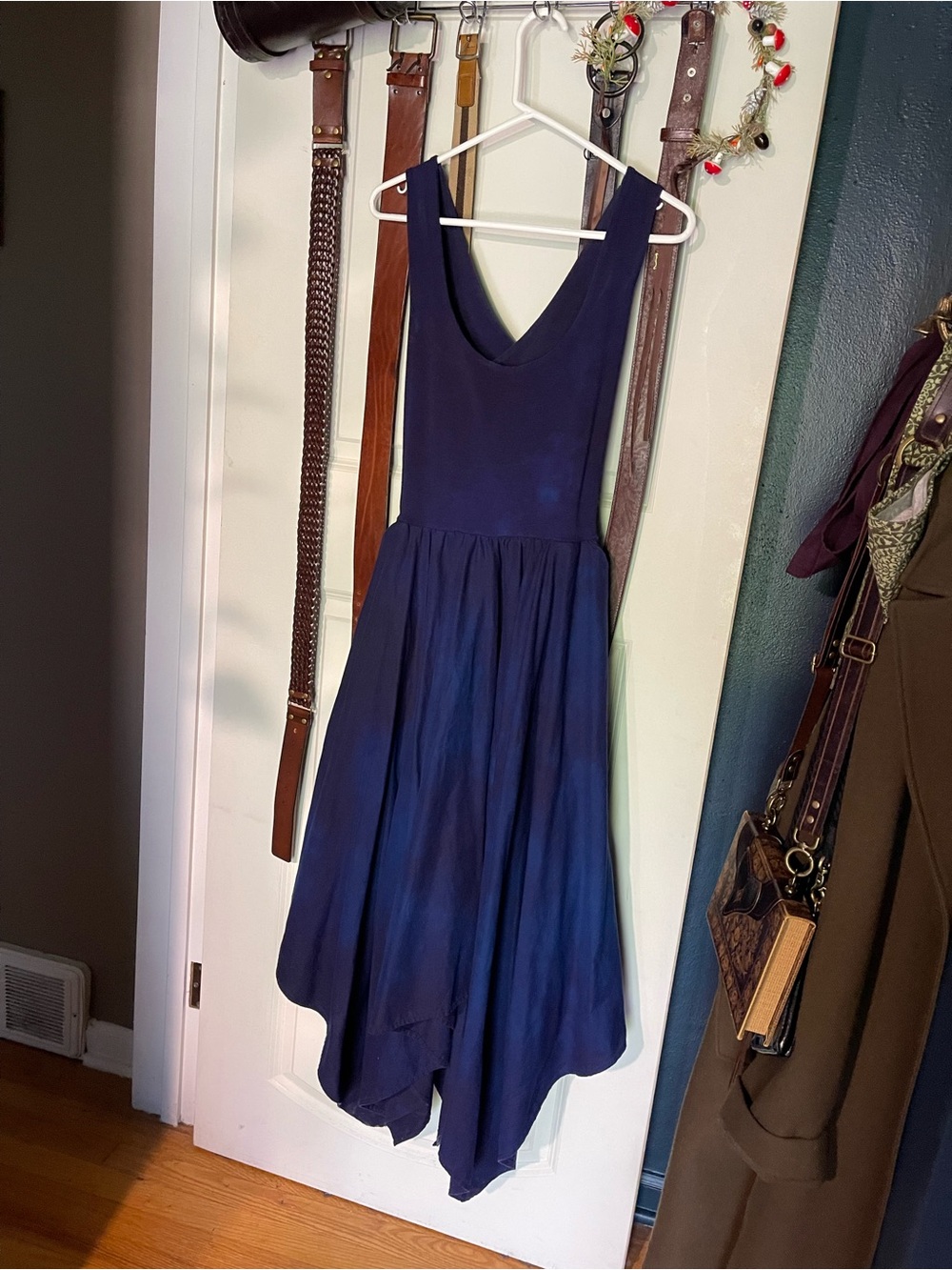Navy Tie-dye Handkerchief Dress